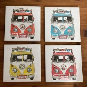 VW Volkswagen Bus Coasters Set of 4 Australia Camper Van Colorful